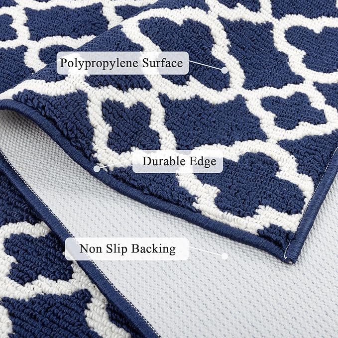 U'Artlines Long Runner Rug for Hallway 2×10feet Non Slip Kitchen Floor Carpet Runners Blue Geometric Pattern Machine Washable Area Rug for Entryway Bathroom