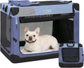 Gardner Pet Soft Collapsible Dog Crate - 26 Inch Portable Travel Dog Crate for Puppy/Small Dogs Indoor & Outdoor, 3-Door Pet Crate with Durable Mesh Windows & Storage Bag, Blue