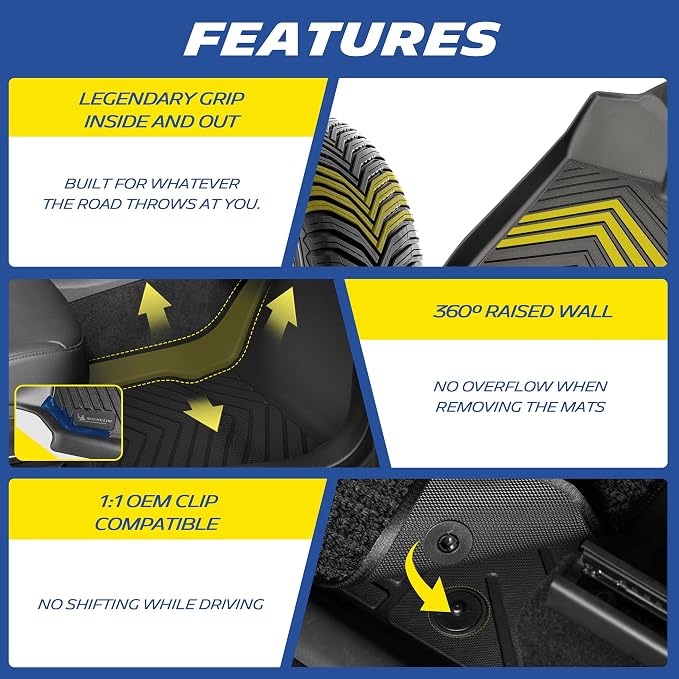 Michelin Vehicle Mats, Premier Series All-Weather TPE Custom Fit Liner for Honda Accord Gasoline & Hybrid 2023-2027 Floor Mats B(3 Piece)