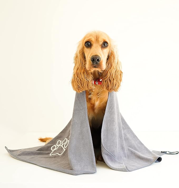 Unconditional Love | Premium Pet Drying Towel | Ultra Absorbent and Soft Microfiber Towel for Dogs and Cats (Grey)