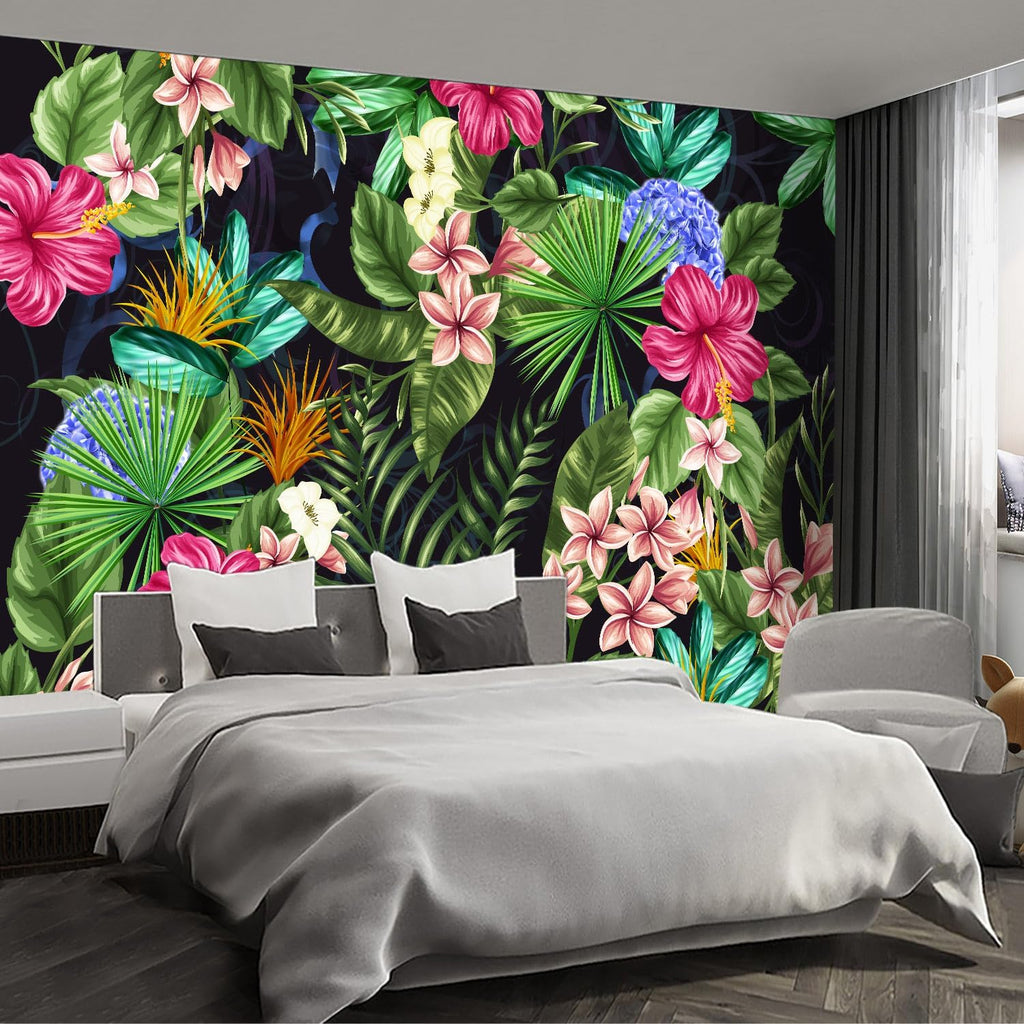 Floral Wall murals Peel and Stick Flowers Wallpaper for Bedroom Living Room - 96"x137"