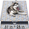 Hompet Washable Pee Pads for Dogs, 51"x28", 2-Pack Thick Heavy Absorbency Reusable Pee Pads Prevent Leakage Non-Slip, Pet Training Pads for Puppy Playpen, Crate, Potty, Floor, Bed, Sofa