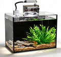 2 Gallon Betta Fish Tank, Small Aquarium Kit,Glass Small Fish Tank,Betta Fish Tank with a lid and Light and Filter, Small Transparent Glass Fish Tank with Light and Filter (Black Glass Background)
