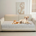 HANDONTIME Floral Chenille Couch Cover for Pets – Plush Fringed Edges, Washable & Non-Slip Sofa Protector, Pet-Friendly Dog Bed Cover for Couches and Sectionals (Light Grey,35.4" x 82.7")