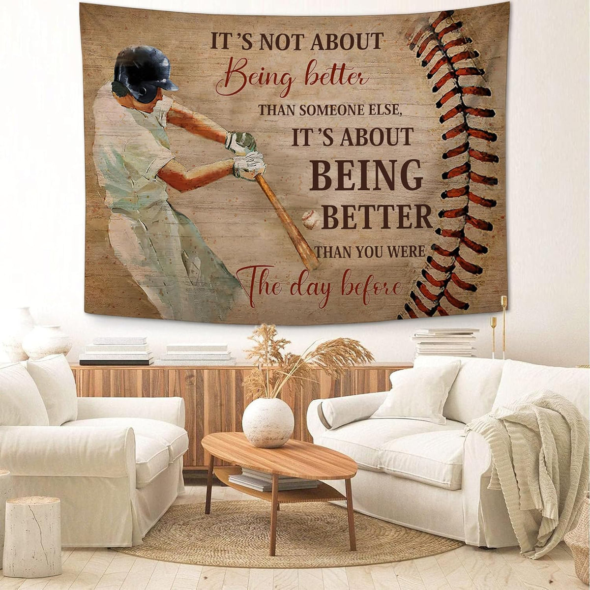yowecso Baseball Tapestry Sport Theme Tapestry Wall Hanging for Bedroom Baseball Tapestries Aesthetic Wall Decor for Home Dorm Living Room 50"x60"