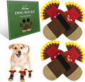 EXPAWLORER Thanksgiving Anti Slip Dog Socks to Prevent Licking Paws,Boots & Paw Protectors with Grippers,Doggie Booties for Hardwood Floors for Small Medium Large Senior Dogs Lifelike Costume Turkey S