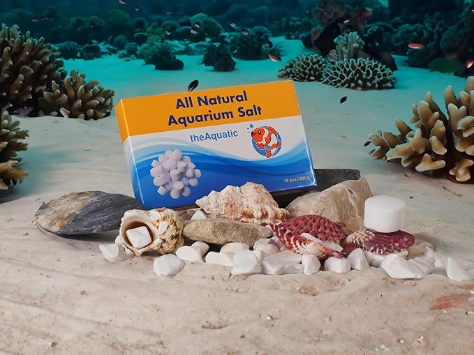 Premium Aquarium Salt, Aquarium Salt Freshwater Tablets for Aquarium Water Treatments Essential Supplies (15 Tablets)