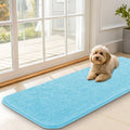 OLANLY Dog Door Mat for Muddy Paws 47x17, Absorbs Moisture and Dirt, Absorbent Non-Slip Washable Doormat, Quick Dry Chenille Mud Mat for Dogs, Entry Indoor Entryway Carpet for Inside Floor, Blue