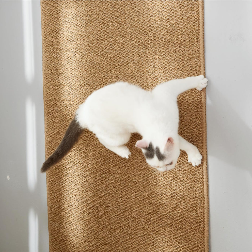 SHENGOCASE 67"x 23.6" Thickened Cat Wall Climbing Carpet, Cat Wall Furniture Scratcher, Scratching Post, Couch Sofa Protector (Camel)