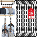 16 Pack Hangers Space Saving Magic Space Saver Storage Smart Plastic Clothes Hanger Organizer Closet Organizers and Storage for Closet Wardrobe Apartment College Dorm Room Essentials, Black