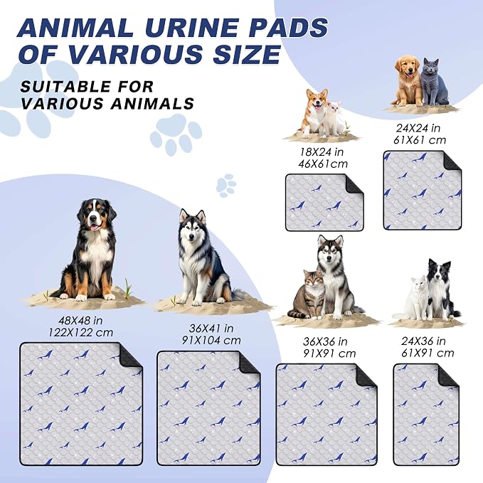 WanpeeGoo Washable Pee Pads for Dogs, 2Pack Reusable Puppy Pads, Super Absorbent & Leakproof Dog Pads, Anti-Slip Dog Pee Pads for Puppy Training & Incontinence, Dolphin Pattern 24"x24"