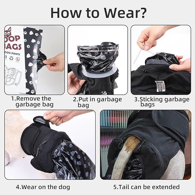 Wearable Automatic Dog Poop Collection Pants, Dog Poop Collector with Replaceable Dog Poop Bags for Old Dog Puppy Outdoor Use (XL)