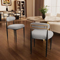 Morden Fort Modern Dining Chairs Set of 2, Boucle Upholstered Side Chairs with Open Back and Metal Frame for Dining Room, Kitchen and Apartment