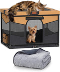 LOOBANI Foldable Dog Playpen with Washable Pee Pad, 32"x24"x22", Brown | Portable Pet Playpen for Small Dogs Cats Indoor Use, Sturdy Dog Crate with Premium Frame and 690D Oxford Waterproof Cover