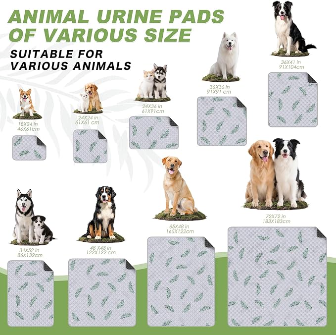 WanpeeGoo Washable Pee Pads for Dogs, 1Pack Reusable Puppy Pads, Super Absorbent & Leakproof Dog Pads, Anti-Slip Dog Pee Pads for Puppy Training & Incontinence, Leaf Pattern 72"x72"