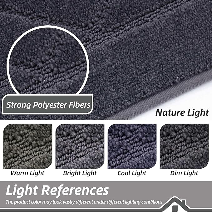 BEQHAUSE Dirt Trapper Door Mat 24" x 60", Doormat Non-Slip Entryway Rugs Washable, Dog Door Mat Stain Resistant and Absorbent Welcome Floor Mat for Front Back Door, Mud Wet Shoes & Paws, Dark Grey