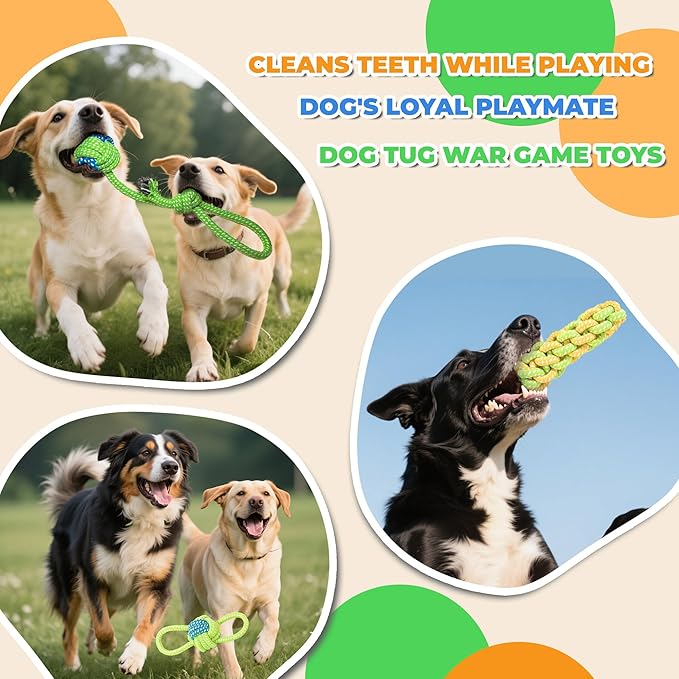 7 Pack Dog Rope Toys, Interactive Tough Chew Toys for Small and Medium Dogs, Clean Teeth and Relieve Boredom, Tug of War, Aggressive Chewers, Cotton Rope Knot Puppy Dental Toy