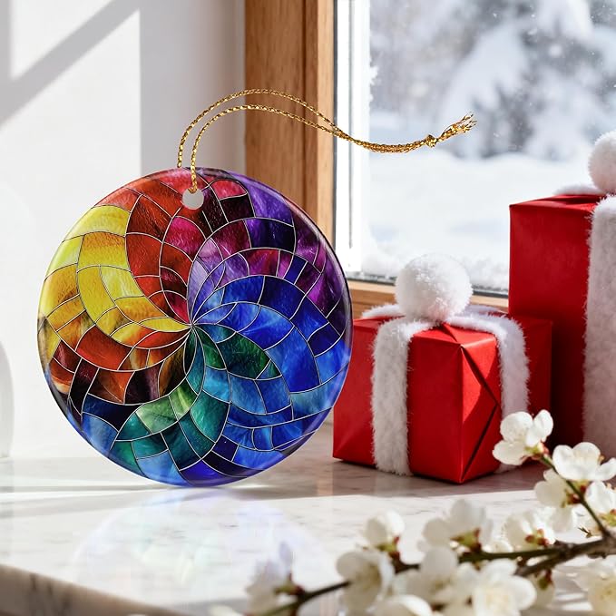 Rainbow Spiral Ornament | Christmas Ornaments, Christmas Decorations, Hanging Ornaments for Tree, Holiday Decor Gifts | Gifts for Friends & Art Lovers | Gift Exchange Ideas