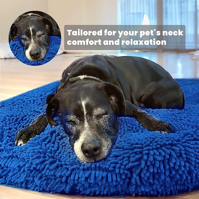 Muddy Mat® Cloud K-9 Bed for Dogs & Cats, Soft & Relaxing Donut Dog Bed, Chenille Material, Removable Cover, Washable & Dryer Safe–Navy Blue Small(25'x25')
