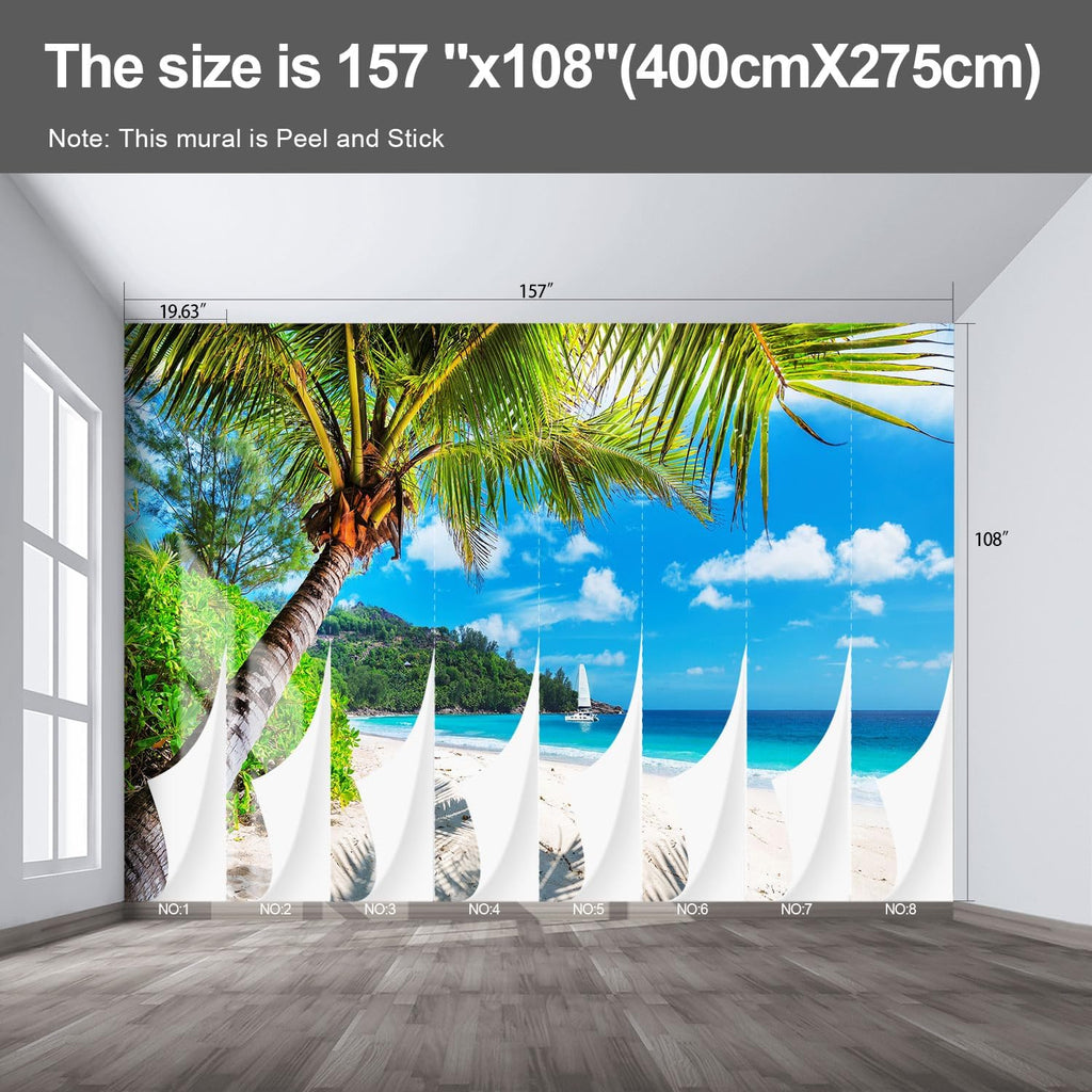 Beach Wall murals Peel and Stick Wallpaper for Bedroom Living Room - 108"x157"