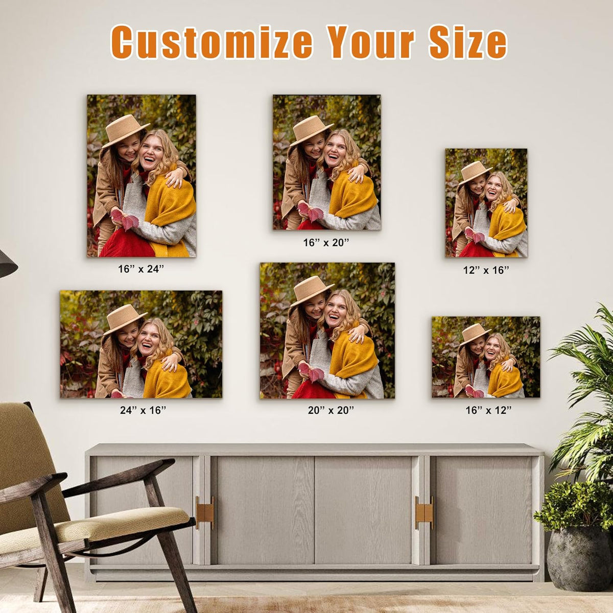 Custom Canvas Prints with Your Photos- Personalized Print Canvas Pictures, Custom Wall Art Gift for Living Room, Bedroom, Wedding Family Baby Pets Framed 8 x 12 inche