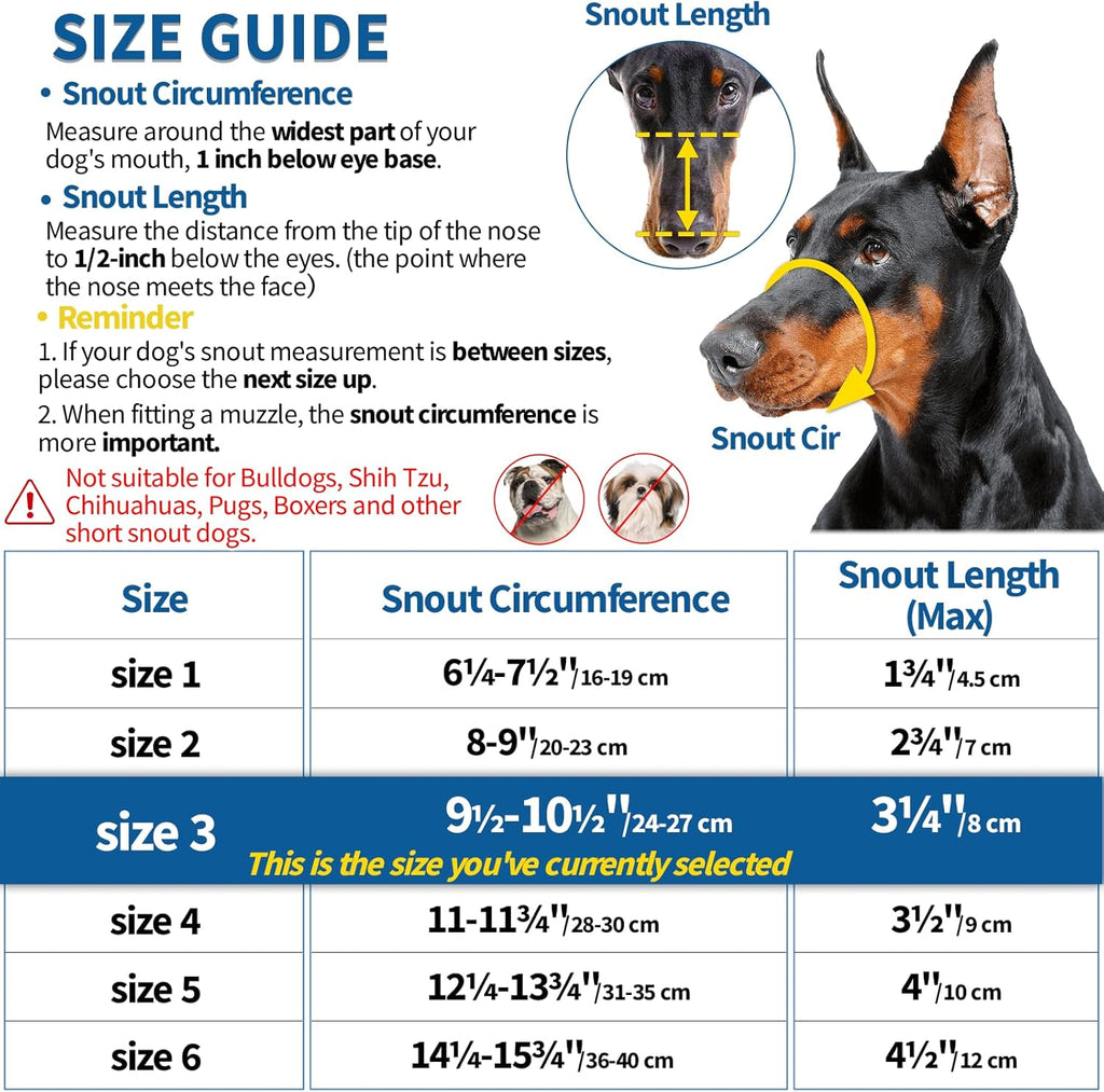BARKLESS Dog Muzzle, Basket Muzzle Anti Biting Chewing, Sturdy Lightweight Cage Mouth Cover for Small Medium Large Sized Dogs, Allows Panting Drinking, Suitable for Grooming Trimming Training
