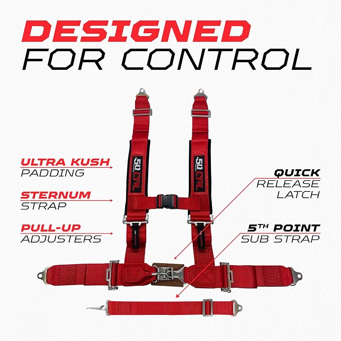 1pc Red 5 Point Harness for Bucket Seat, Latch Release, Racing Harness 5 point, Race Car, UTV, RZR [6005]