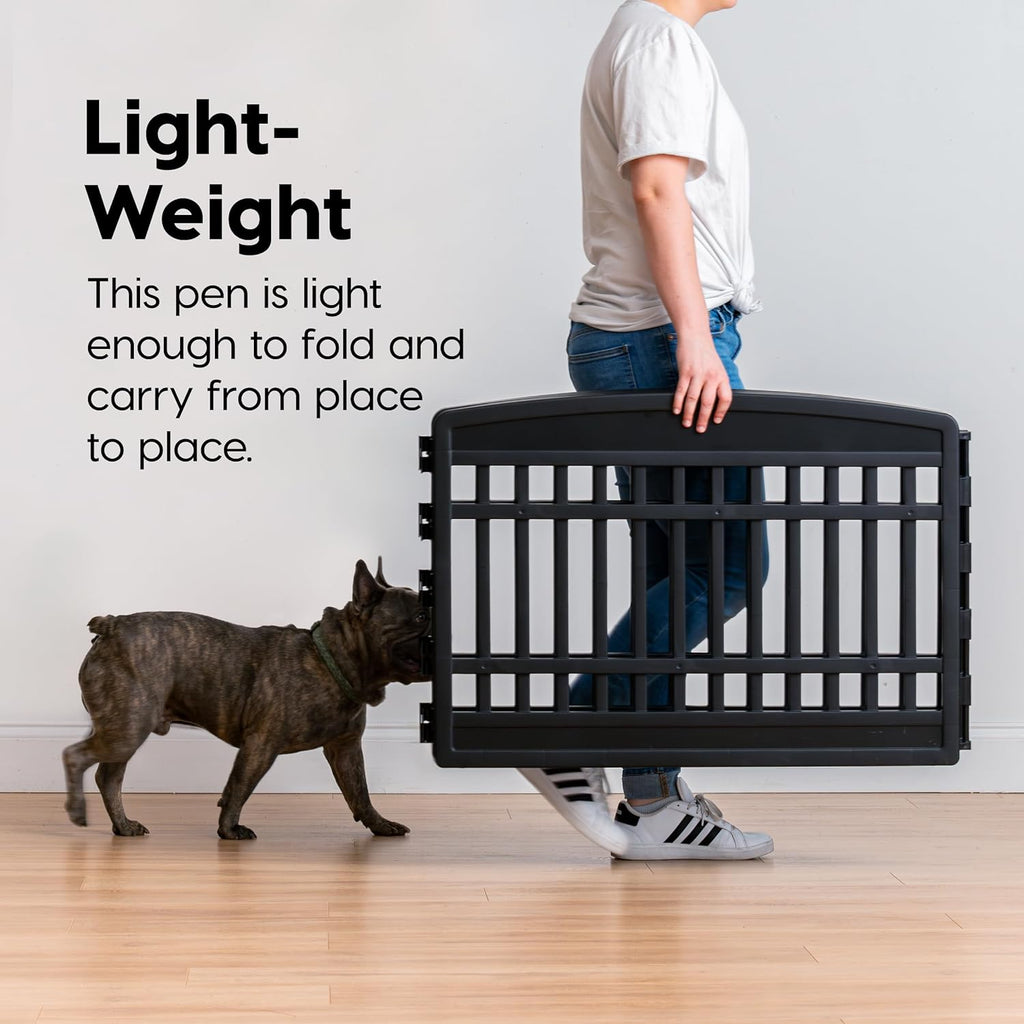 IRIS USA 24" 4-Panel Puppy Playpen, 35 x 35 x 24, Dog Playpen, Dog Play Pen Indoors, Pet Fence, Puppies/Small Dogs, Black