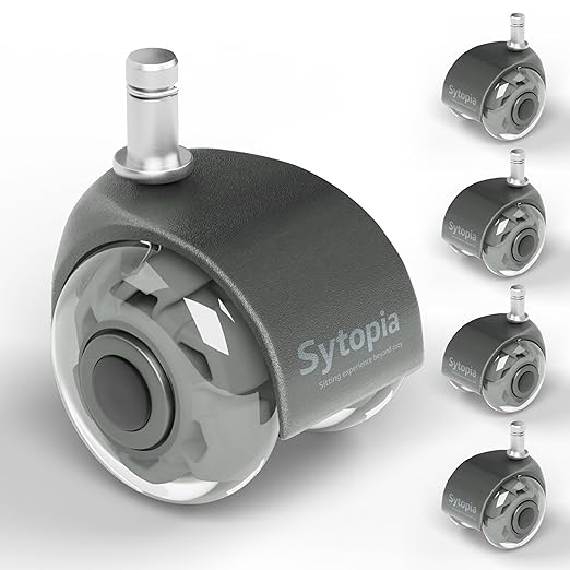 Office Chair Wheels 2" Desk Chair Caster Wheels Smooth Roller Style Quiet for Carpet and Hardwood Floors Universal Fit 11x22 mm Set of 5 Light Grey