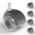Office Chair Wheels 2" Desk Chair Caster Wheels Smooth Roller Style Quiet for Carpet and Hardwood Floors Universal Fit 11x22 mm Set of 5 Light Grey