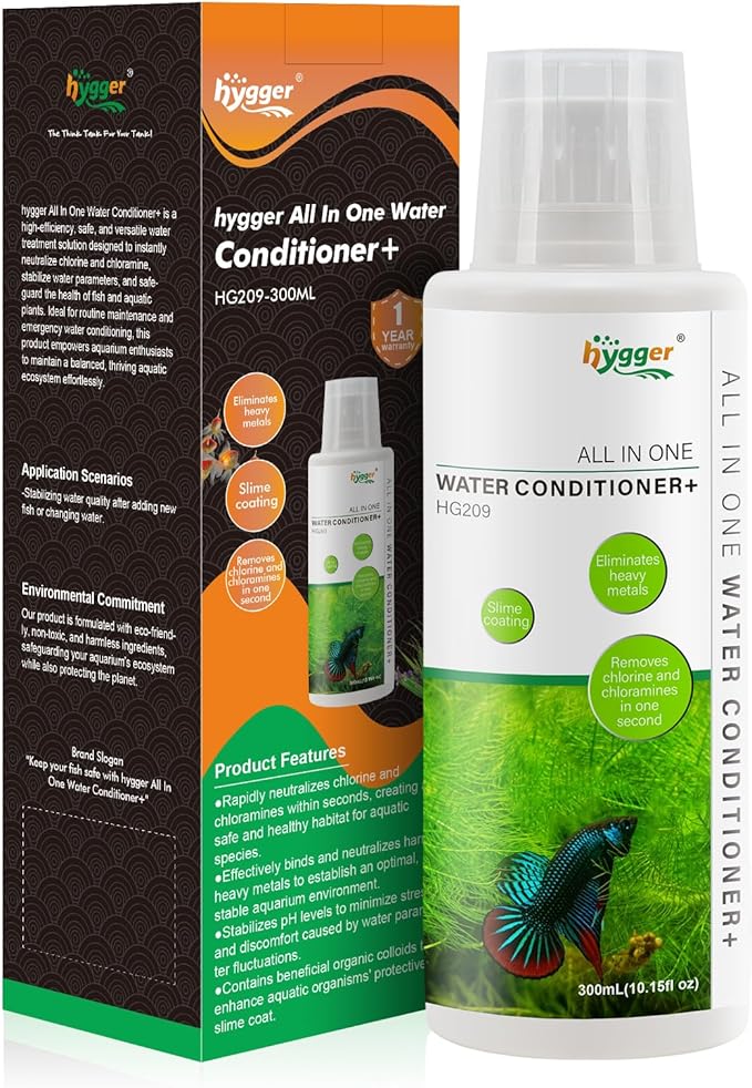hygger Aquarium Water Conditioner for Freshwater, Neutralizes Chlorine, Chloramines, Heavy Metals, Ammonia & Nitrite, Safe for Fishes and Plants, 300 ML