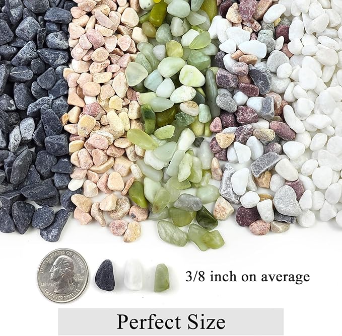 FANTIAN 10 lbs Colorful Pebbles Pea Gravel for Landscaping, 3/8 Inch Decorative River Rocks for Plant Indoor Succulent Cactus Vase Garden and Plant Pots