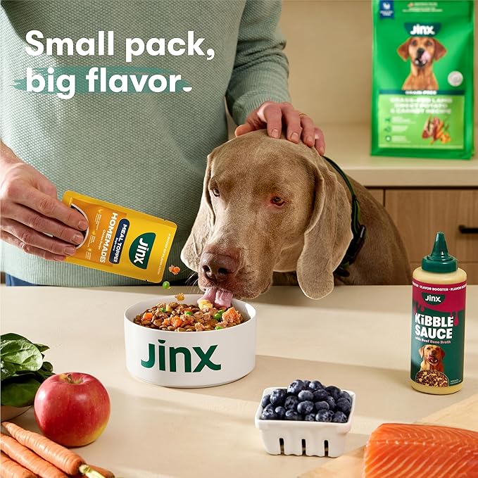 Jinx Beef Wet Dog Food Pouches, Meal or Dog Food Topper Mix-in, Made with Real Beef & Chicken, Bone Broth, No Fillers - Puppy, Adult, Senior, 3oz, 8 Pack