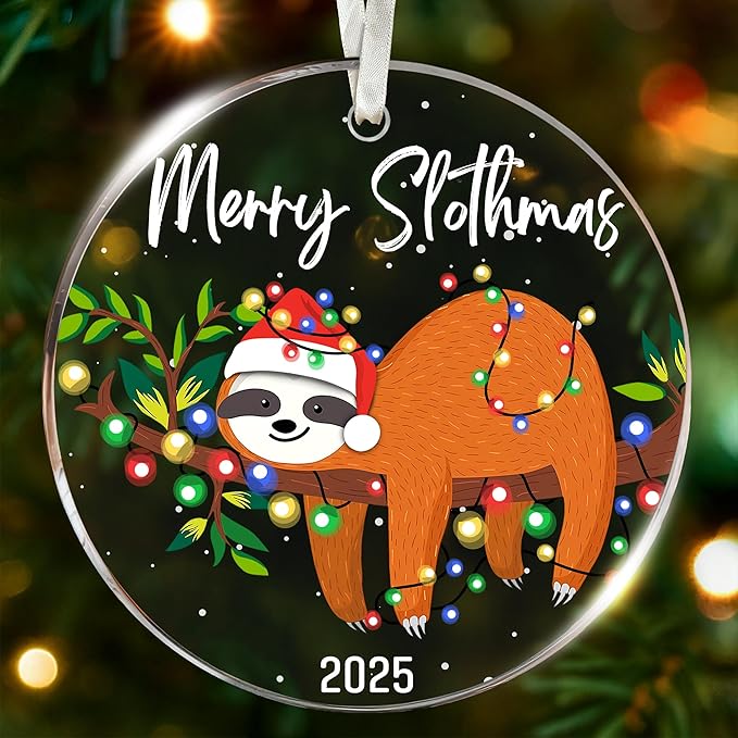 Sloth Ornaments for Christmas Tree - Unique Sloth Gifts for Kids and Women, Best Themed Decor Enhancing Festive Cheer, Ideal Gifts for Sloth Lovers, Perfect Ornaments for Christmas Decorations