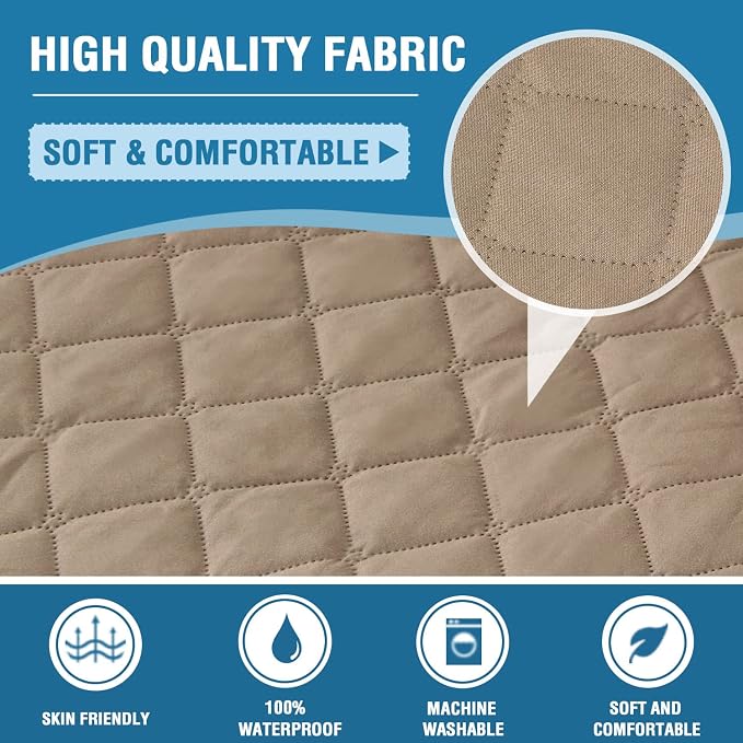 H.VERSAILTEX 100% Waterproof Couch Cover Chair Sofa Slipcover Furniture Protector for Pets Kids Children Dog Cat with Non-Skid Backing (Chair, French Oak)