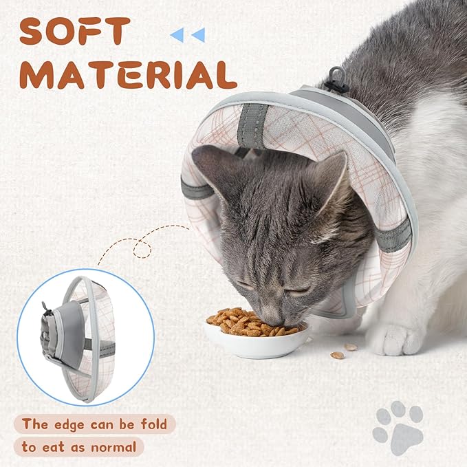 Supet Cat Cone Collar Soft, Air Mesh Recovery Collar to Stop Licking, Breathable Neck Cone Alternative for Small Kitten, Lightweight Cat Head Cone Anti Scratch (S)