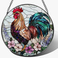 8″ Colorful Rooster Suncatcher, Stained Glass Window Hanging Ornament, Farmhouse Style Window Decor — Christmas Ornaments | Gifts for Christmas, Holiday Present, Gift Exchange, Gift Ideas