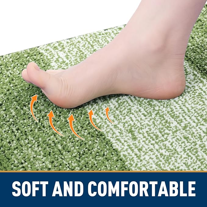 Smiry Dog Door Mat for Muddy Paws, Absorbs Moisture and Dirt, Low-Profile Entryway Mat with Non-Slip Backing, Entry Indoor Outdoor Doormat for Inside Floor (59x35 Inches, Green, Striped)