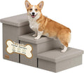 3-Step Dog Stairs for Large Dogs with Storage 18" H, Light Grey | Wide Dog Steps for High Bed Couch Window Car, Jiont-Friendly Pet Stairs Ramp for Small/Medium/Large Old Dogs Cats