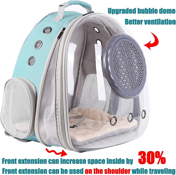 Large Cat Backpack Carrier, 20 Pounds Cat Carry Bookbag, Space Capsule Astronaut Clear Bubble Front Extension to Transport Small Puppy Bunny