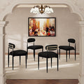 Morden Fort Black Dining Chairs Set of 4, Boucle Upholstered Chairs with Curved Backrest and Metal Frame for Dining Room, Kitchen, Apartment