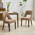 UVV Wooden Dining Chairs Set of 2, Mid Century Modern Upholstered Dining Room Chair Kitchen Chairs, Chenille Dinner Chair with Solid Wood Legs for Kitchen Dining Room, Khaki-Chenille