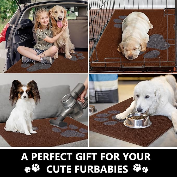 FONEYI Indoor Door Mat, 24"x36" Dog Mats for Muddy Paws, Rubber Backing Non Slip Super Absorbent Washable Entryway Rug, Low-Profile Front Back Door Mats, Inside Floor Doormats for Entryway, Brown