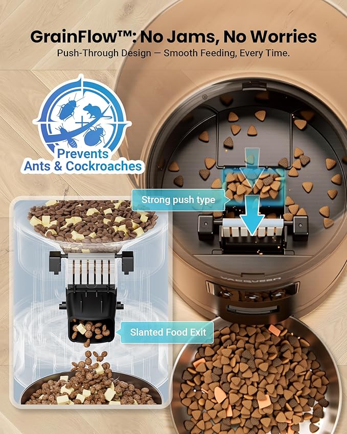 Automatic Cat Feeder for 3 Cats, 6L/25 Cup Cat Food Dispenser with Strong Anti-Jam System, Dual-Effect Desiccant, Smart WiFi App Control Pet Feeder, Automatic Dog Feeder for Cats and Small Dog