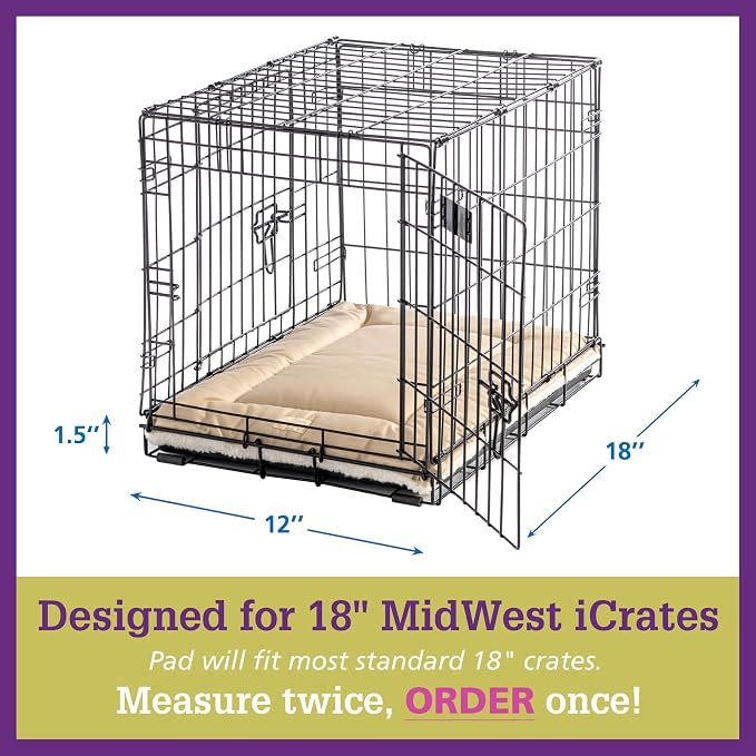Pet Dreams Dog Crate Pad - Washable Kennel Mat, Crate Pads for Dog Cages, Non-Toxic, Flat Indoor Cat Bed, Fits iCrate 18, 24, 30, 36, 42, 48 Inches (Blue, X Small, 18")