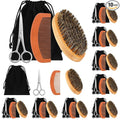 Maitys 10 Set Appreciation Gifts Bulk Beard Brush Comb Scissors,Oval | Boar Bristle Beard Brush, for Men Father Colleague Employee