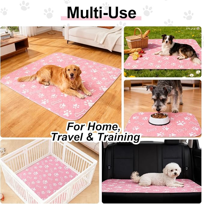 BEAUTYZOO 4 Pack Washable Pee Pads for Dogs,Reusable Puppy Pads 36x41 Pink | Waterproof Super Absorbent,Non Slip and Leak-Proof Against Urine,Whelping Pads Mats for Puppy Potty Training,Playpen,Crate
