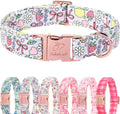 Cute Dog Collar, Spring Summer Pastel Dog Collars, Fruit Garden Dream Puppy Collar, Adjustable Heavy Duty Pet Collar for Small Medium Large Dogs with Metal Buckle M