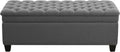 51" Fabric Storage Ottoman Bench, Upholstered Rectangle End of Bed Storage Ottoman Tufted Living Room Bedroom Bench with Safety Hinge, Solid Wood Legs, Loads 500 lb(Dark Grey)