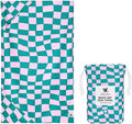 Dock & Bay Pet Towel - Super Absorbent & Quick Drying Dog Towels with Bag - 100% Recycled - Check Mutt, Medium (90x50cm, 35x19)